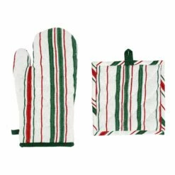 Deals โ Viva by VIETRI Bohemian Linens Stripe Red/Green Oven Mitt & Potholder โญ