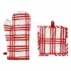 Best Pirce 💯 Viva by VIETRI Bohemian Linens Plaid Red/White Oven Mitt & Potholder 👍