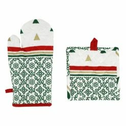 Best reviews of 🧨 Viva by VIETRI Bohemian Linens Tree Green/Gold Oven Mitt & Potholder 😀