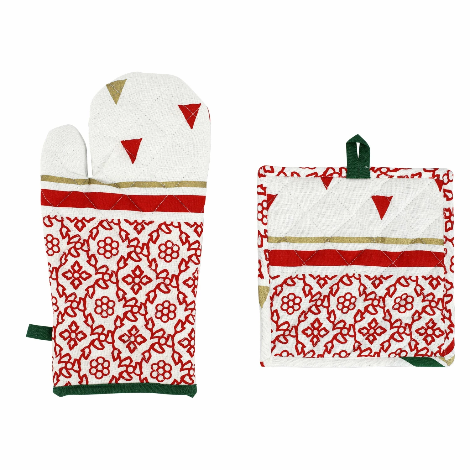 New โ Viva by VIETRI Bohemian Linens Tree Red/Gold Oven Mitt & Potholder ๐ 1 New โ Viva by VIETRI Bohemian Linens Tree Red/Gold Oven Mitt & Potholder ๐