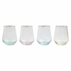 Best Pirce ⭐ Viva by VIETRI Rainbow Assorted Stemless Wine Glasses - Set of 4 ⌛