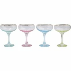 Best deal 👍 Viva by VIETRI Rainbow Assorted Coupe Champagne Glasses - Set of 4 ⭐