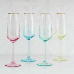 Outlet 🎁 Viva by VIETRI Rainbow Assorted Champagne Flutes - Set of 4 🎉 -Tabletop Elegant shop VBOW G52150 LSALT 4 b1e61e02 e952 4e4d 948e 8f83300107c2