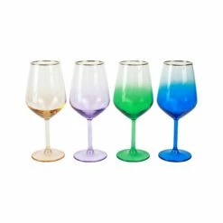 Best deal ✨ Viva by VIETRI Rainbow Jewel Tone Assorted Wine Glasses - Set of 4 🥰