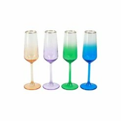 Cheap 😀 Viva by VIETRI Rainbow Jewel Tone Assorted Champagne Flutes - Set of 4 👏