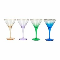 Outlet ❤️ Viva by VIETRI Rainbow Jewel Tone Assorted Martini Glasses - Set of 4 ✔️