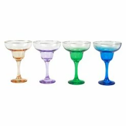 New 😍 Viva by VIETRI Rainbow Jewel Tone Assorted Margarita Glasses - Set of 4 🥰