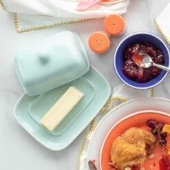 Hot Sale 😀 Viva by VIETRI Chroma Aqua Butter Dish ❤️ -Tabletop Elegant shop VCRM AQ003017 3