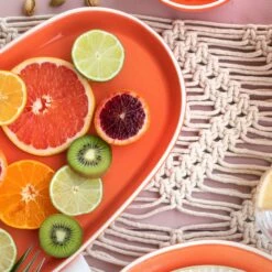 New ✔️ Viva by VIETRI Chroma Coral Narrow Oval Platter 🥰 -Tabletop Elegant shop VCRM C003029 3