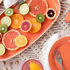 New ✔️ Viva by VIETRI Chroma Coral Narrow Oval Platter 🥰 -Tabletop Elegant shop VCRM C003029 4