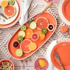 New ✔️ Viva by VIETRI Chroma Coral Narrow Oval Platter 🥰 -Tabletop Elegant shop VCRM C003029 5