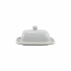 Hot Sale 🎁 Viva by VIETRI Chroma Light Gray Butter Dish 🎁