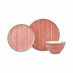 New 😉 Viva by VIETRI Mistletoe Stripe 3-Piece Place Setting 🧨