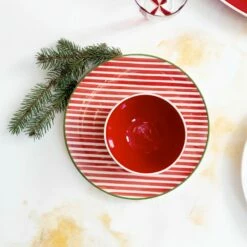 Hot Sale 😍 Viva by VIETRI Mistletoe Stripe Salad Plate 😀 -Tabletop Elegant shop VMIL 003001A LSALT 7