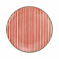 Wholesale ๐คฉ Viva by VIETRI Mistletoe Stripe Dinner Plate ๐