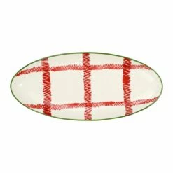 Cheapest 🔥 Viva by VIETRI Mistletoe Plaid Narrow Oval Platter ✔️