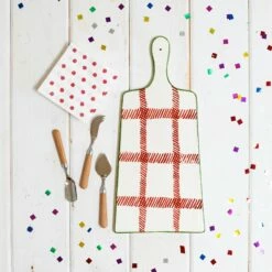 Hot Sale 🎁 Viva by VIETRI Mistletoe Plaid Cheese Board 🌟 -Tabletop Elegant shop VMIL 003069 LSALT 1