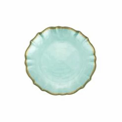 New 😍 viva by VIETRI Baroque Glass Aqua Cocktail Plate ⭐
