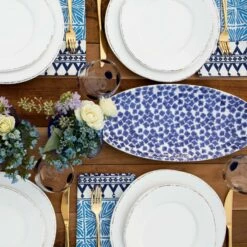 Discount 😍 Viva by VIETRI Santorini Flower Narrow Oval Platter 👏 -Tabletop Elegant shop VSAN 003029 2100 web3