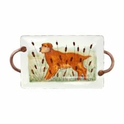 Budget ⌛ VIETRI Wildlife Hunting 🐕 Dog Handled Rectangular Platter 🎉